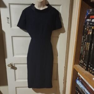 Evanna Fashions Navy Short Sleeve Vintage Dress Small